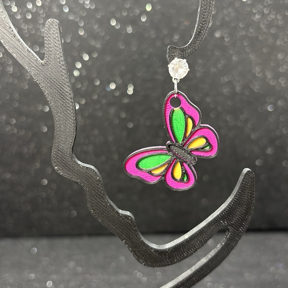 Small Colorful Butterfly Earrings - Picture 3 of 4
